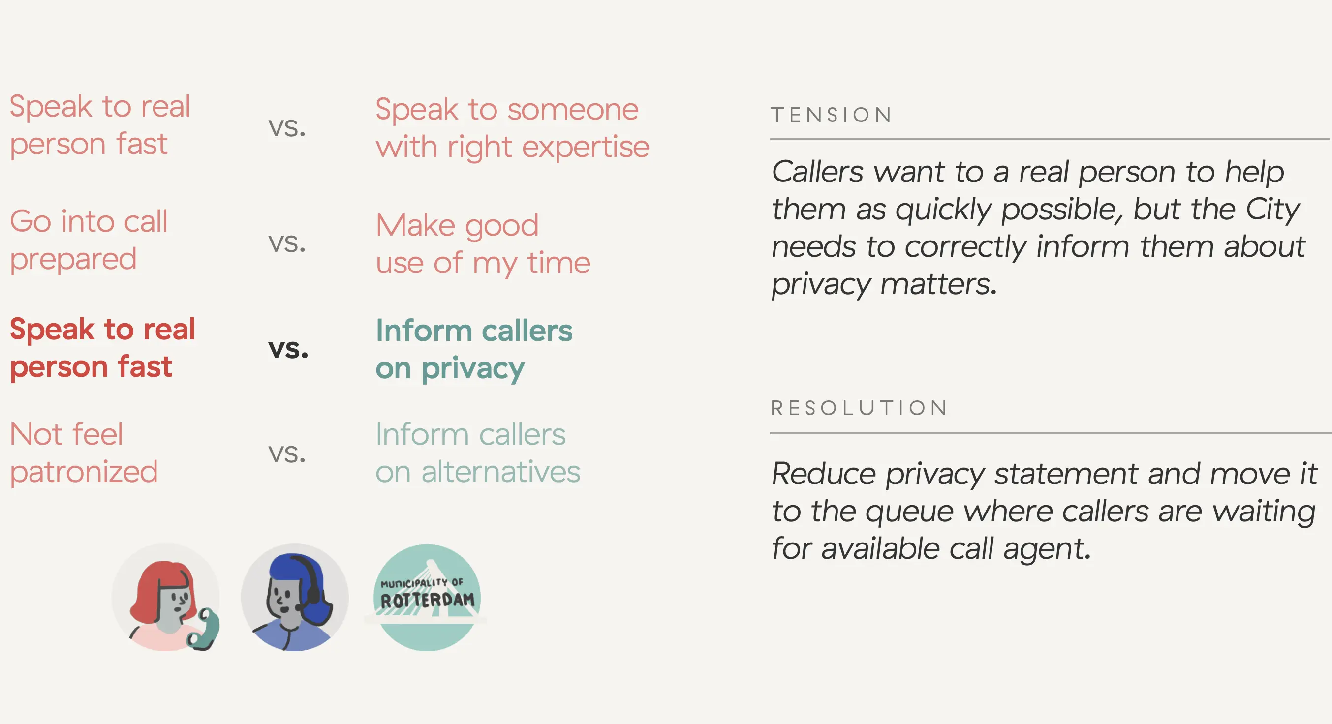 Tensions between the needs of callers, agents, and the city